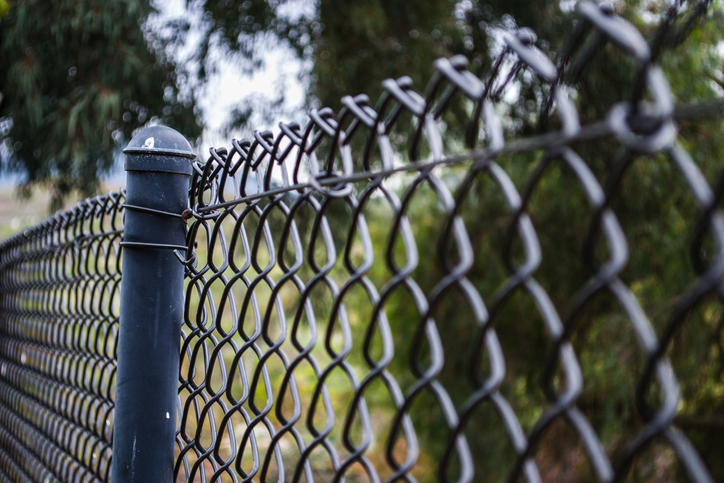 a close up of a fence